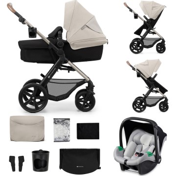 KINDERKRAFT - Cochecito combinado 3en1 MOOV 2 Moonlight gris + silla de coche MINK PRO