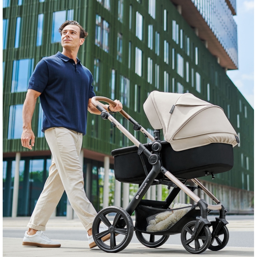 KINDERKRAFT - Cochecito combinado 3en1 MOOV 2 Moonlight gris + silla de coche MINK PRO