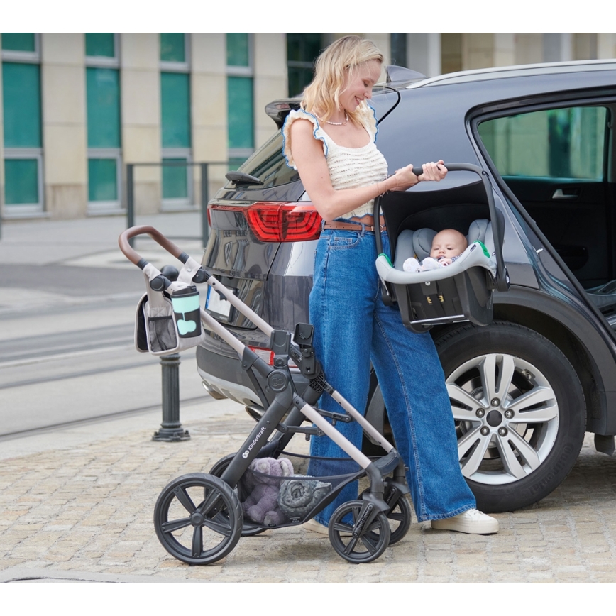 KINDERKRAFT - Cochecito combinado 3en1 MOOV 2 Moonlight gris + silla de coche MINK PRO