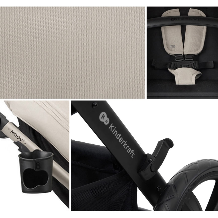 KINDERKRAFT - Cochecito combinado 3en1 MOOV 2 Moonlight gris + silla de coche MINK PRO