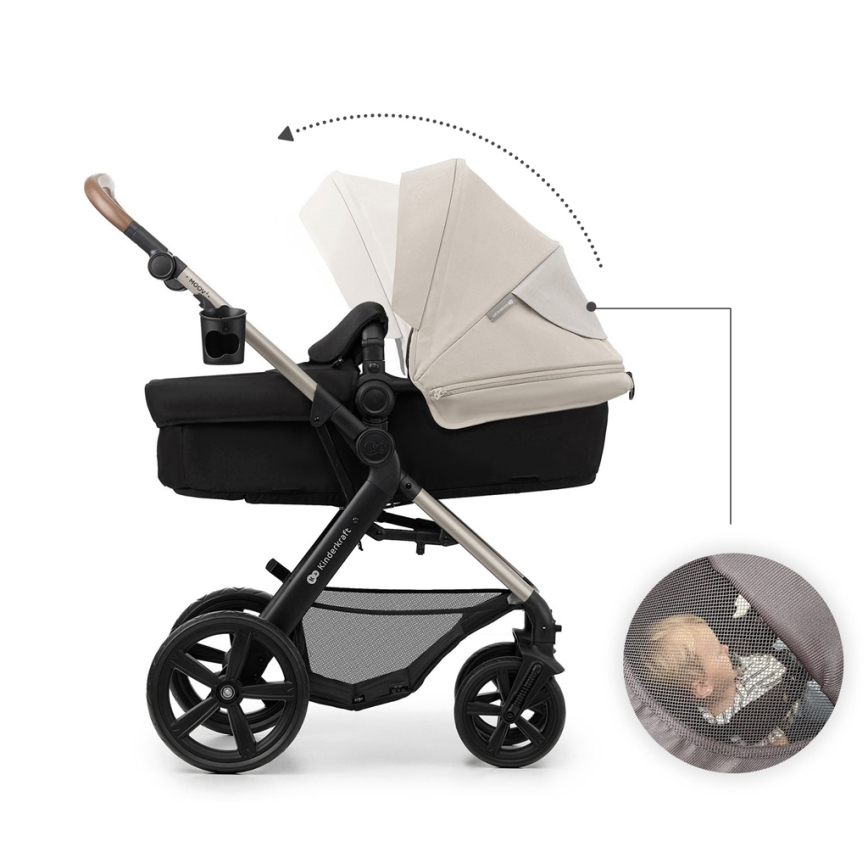 KINDERKRAFT - Cochecito combinado 3en1 MOOV 2 Moonlight gris + silla de coche MINK PRO