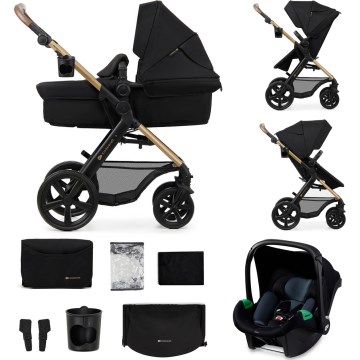 KINDERKRAFT - Cochecito combinado 3en1 MOOV 2 Pure negro + silla de coche MINK PRO
