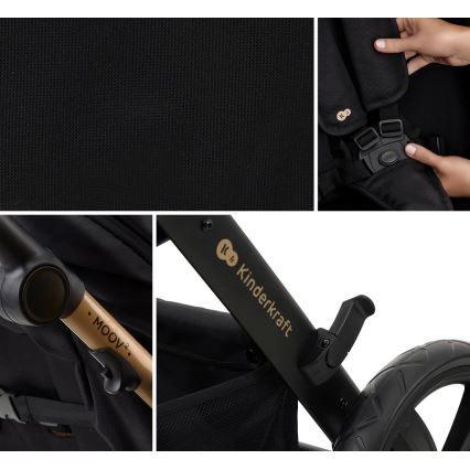 KINDERKRAFT - Cochecito combinado 3en1 MOOV 2 Pure negro + silla de coche MINK PRO