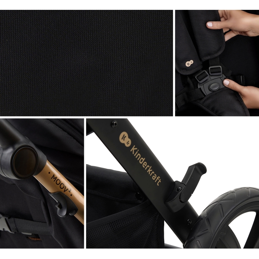 KINDERKRAFT - Cochecito combinado 3en1 MOOV 2 Pure negro + silla de coche MINK PRO