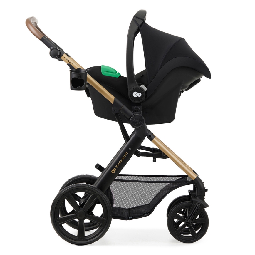 KINDERKRAFT - Cochecito combinado 3en1 MOOV 2 Pure negro + silla de coche MINK PRO