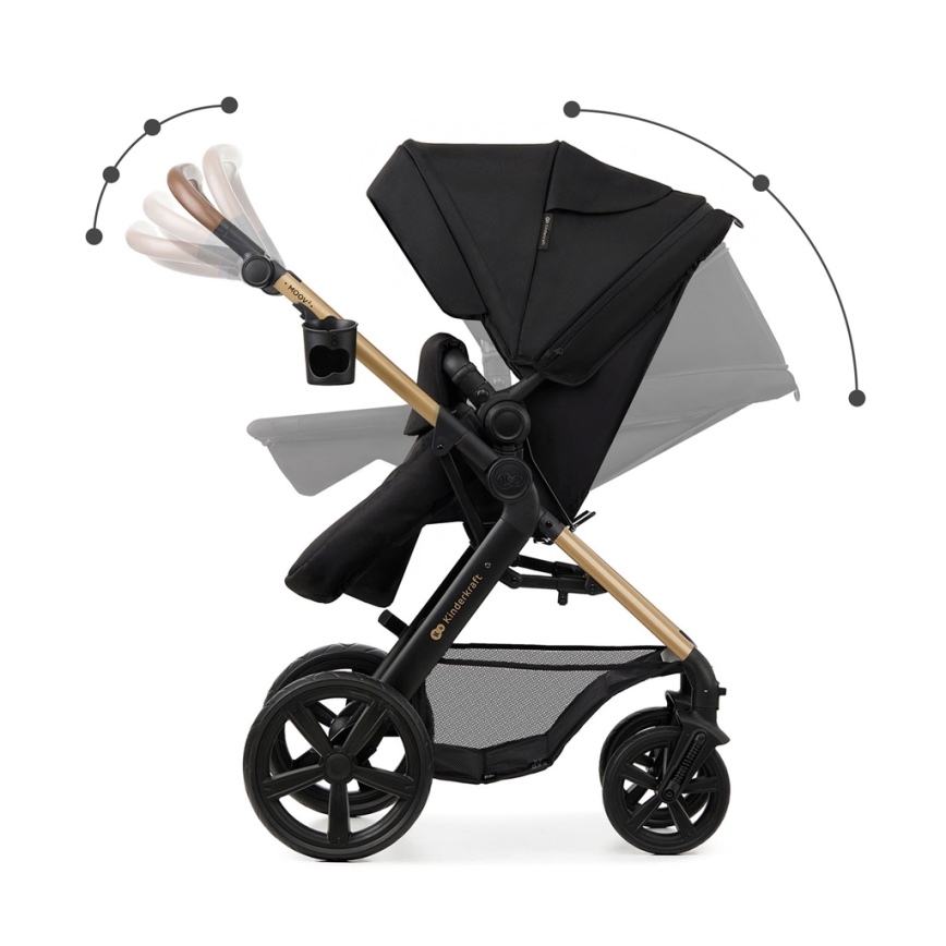 KINDERKRAFT - Cochecito combinado 3en1 MOOV 2 Pure negro + silla de coche MINK PRO