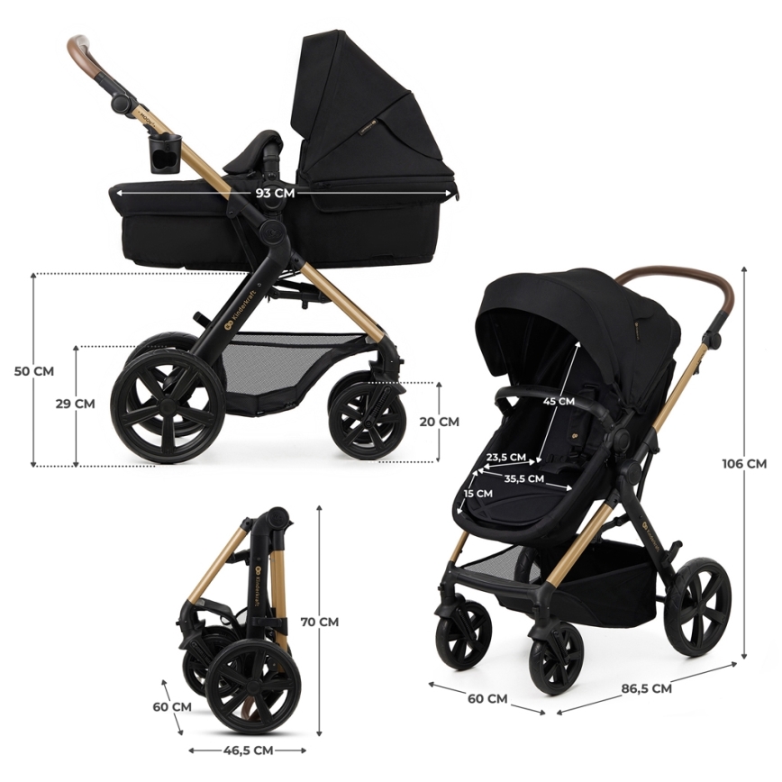 KINDERKRAFT - Cochecito combinado 3en1 MOOV 2 Pure negro + silla de coche MINK PRO