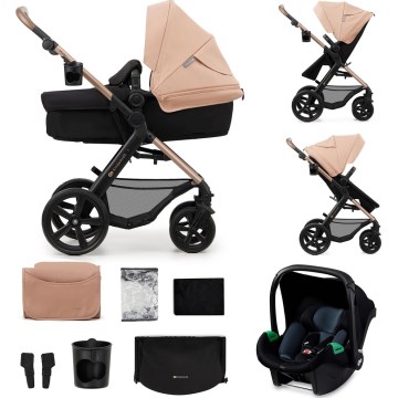 KINDERKRAFT - Cochecito combinado 3en1 MOOV 2 Sand beige + silla de coche MINK PRO