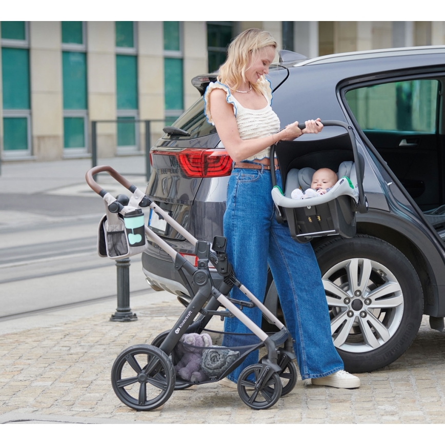 KINDERKRAFT - Cochecito combinado 3en1 MOOV 2 Sand beige + silla de coche MINK PRO