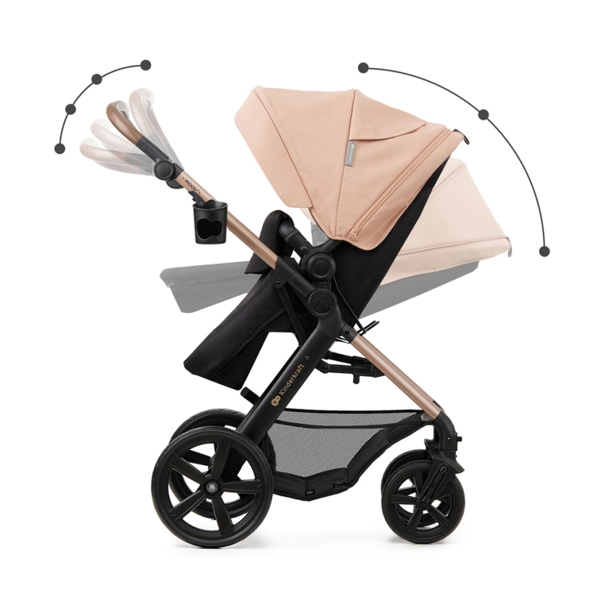 KINDERKRAFT - Cochecito combinado 3en1 MOOV 2 Sand beige + silla de coche MINK PRO