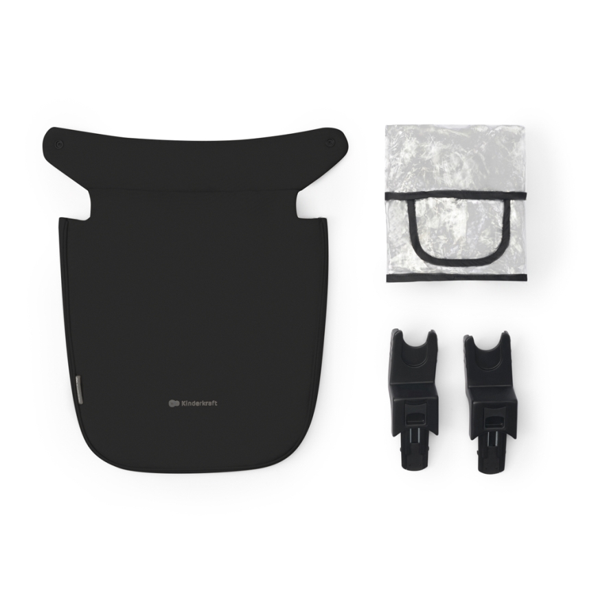 KINDERKRAFT - Cochecito combinado 3en1 NEWLY Clásico negro  + silla de coche MINK PRO