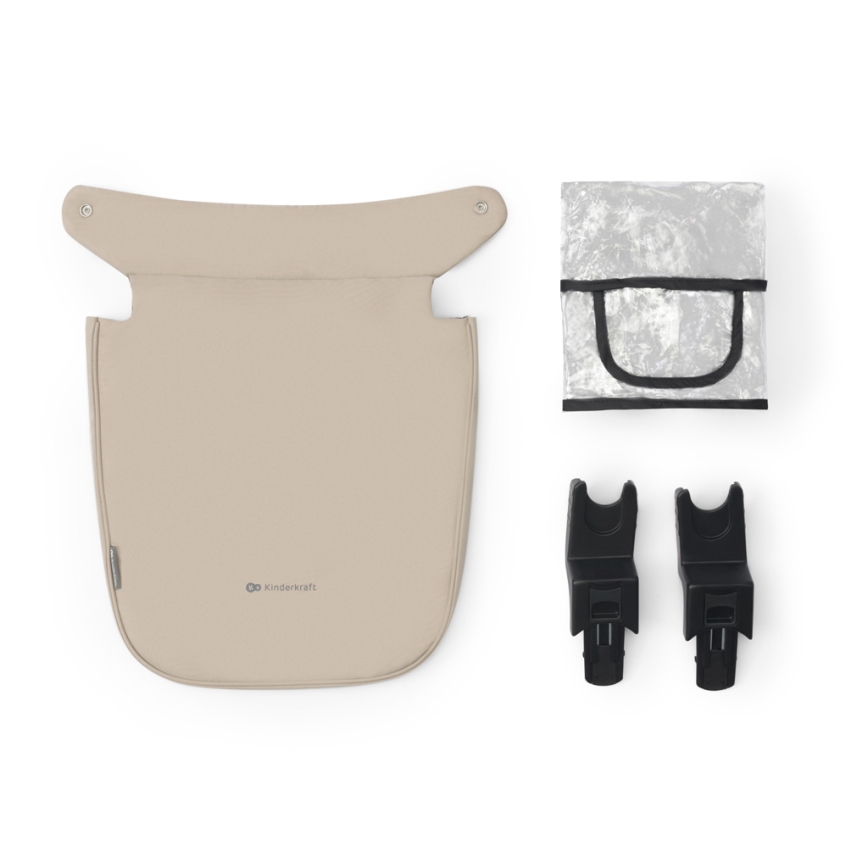 KINDERKRAFT - Cochecito combinado 3en1 NEWLY Sand beige + silla de coche MINK PRO