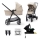 KINDERKRAFT - Cochecito combinado 4en1 NEWLY Clásico beige + silla de coche MINK PRO con base ISOFIX