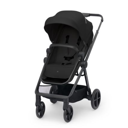 KINDERKRAFT - Cochecito combinado 4v1 NEWLY Clásico negro + silla de coche MINK PRO con base ISOFIX