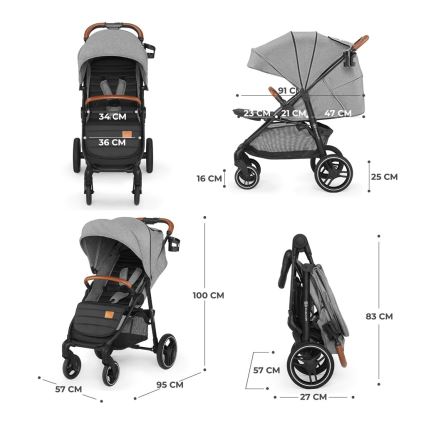KINDERKRAFT - Cochecito GRANDE PLUS gris