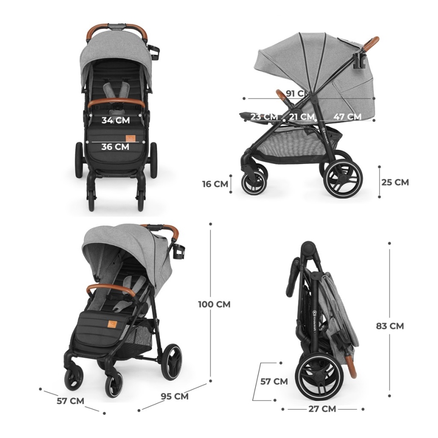 KINDERKRAFT - Cochecito GRANDE PLUS gris