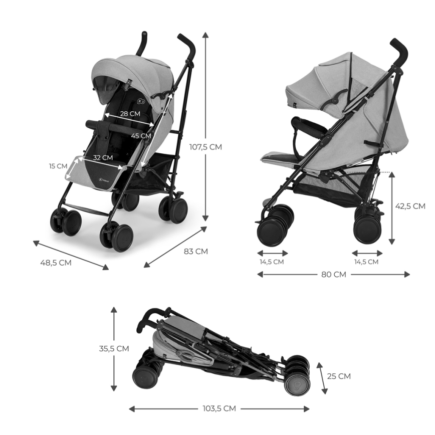 KINDERKRAFT - Cochecito SIESTA Ash gris