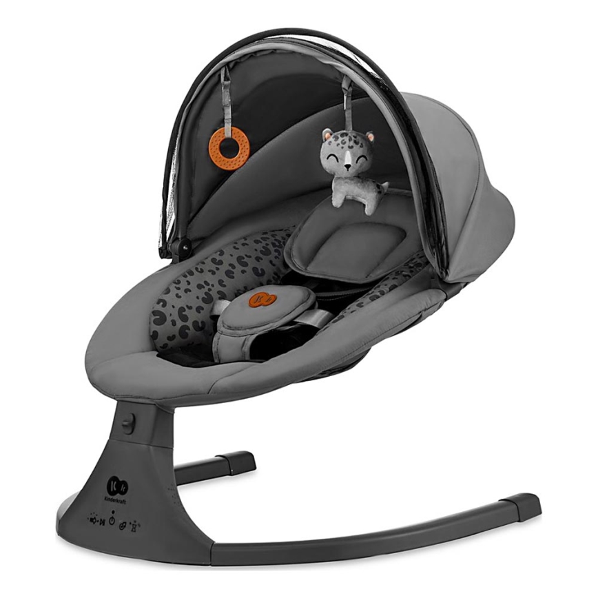 KINDERKRAFT - Columpio para bebés con melodía 2en1 LUMI 4xAAA gris oscuro