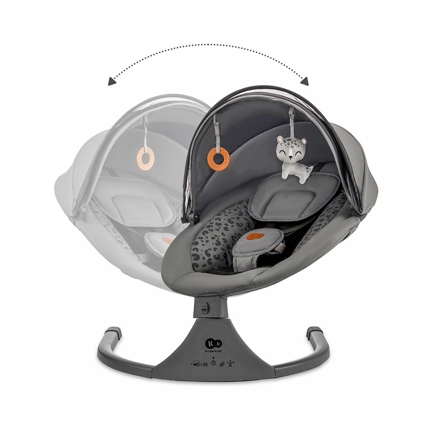 KINDERKRAFT - Columpio para bebés con melodía 2en1 LUMI 4xAAA gris oscuro