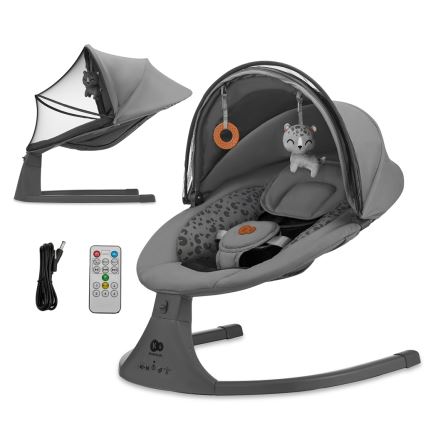 KINDERKRAFT - Columpio para bebés con melodía 2en1 LUMI 4xAAA gris oscuro