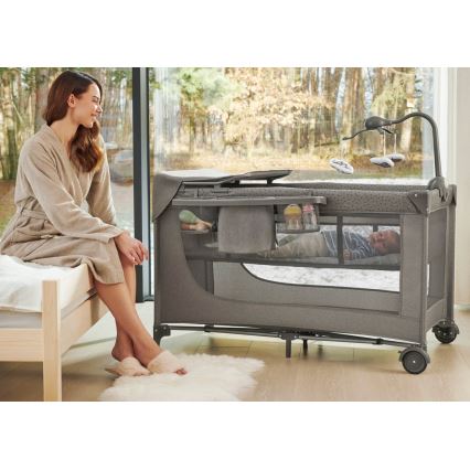 KINDERKRAFT - Cuna de viaje JOY 2 con accesorios gris
