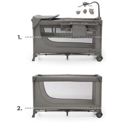 KINDERKRAFT - Cuna de viaje JOY 2 con accesorios gris