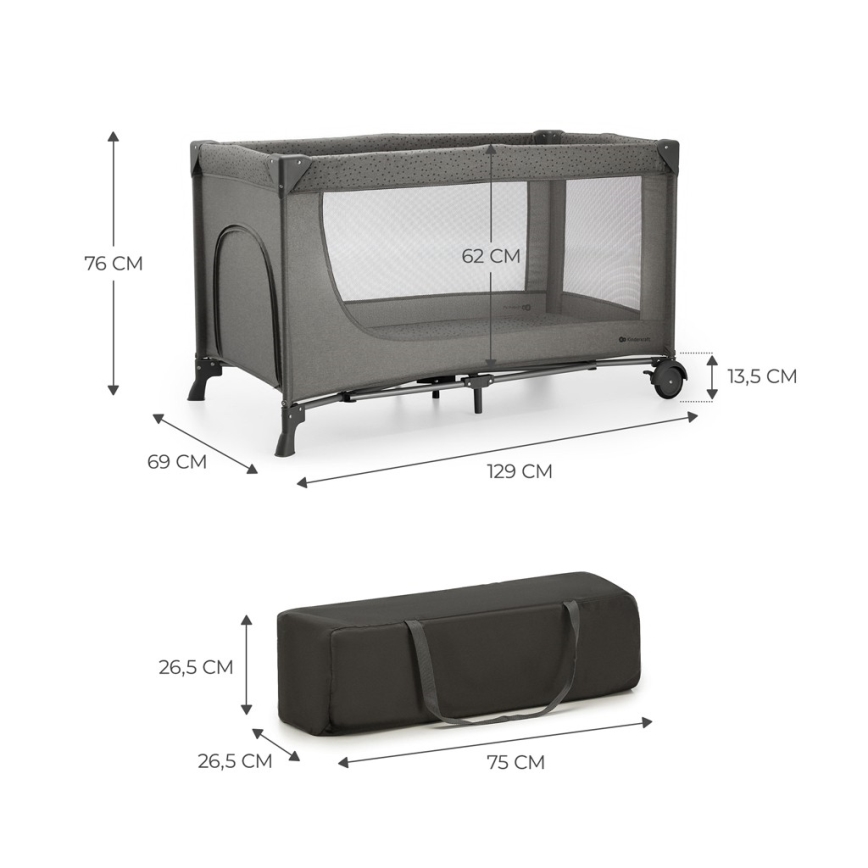 KINDERKRAFT - Cuna de viaje JOY 2 gris