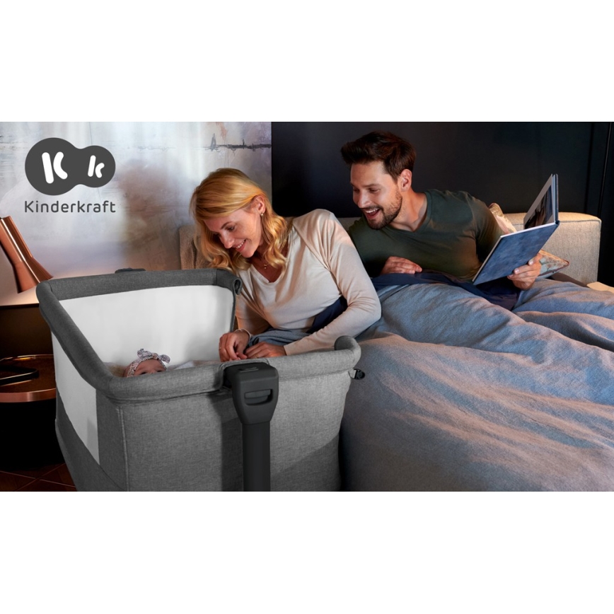 KINDERKRAFT - Cuna para bebé NESTE GROW gris claro