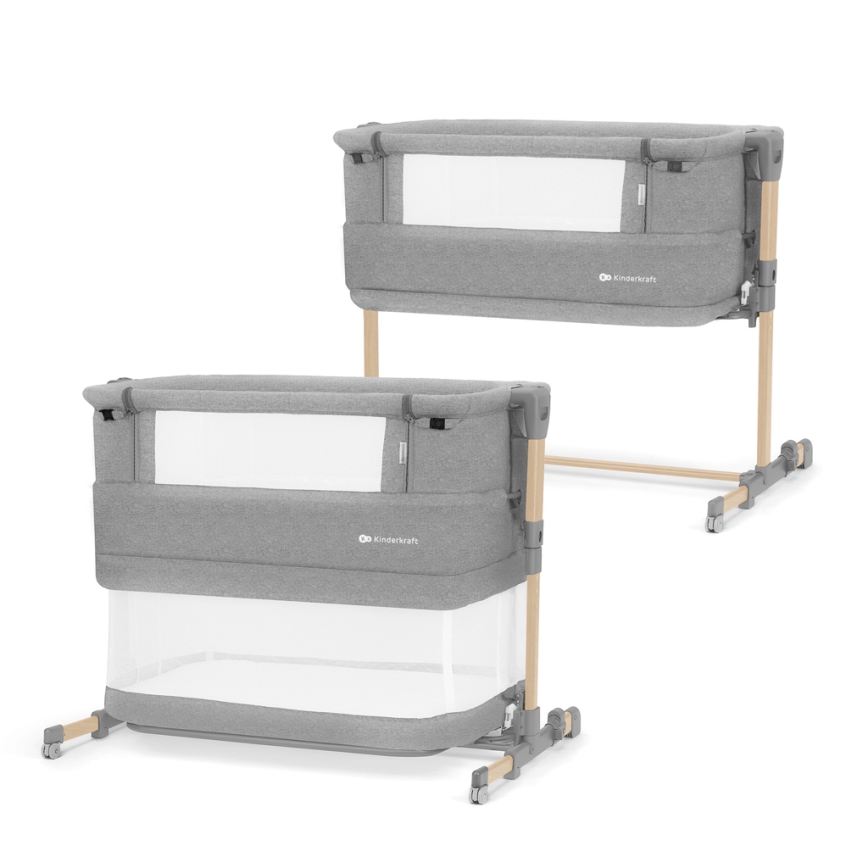 KINDERKRAFT - Cuna para bebé NESTE GROW gris claro