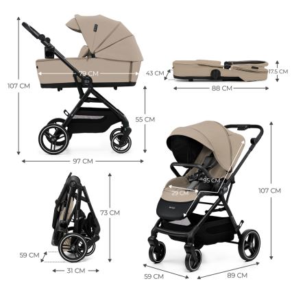 KINDERKRAFT SELECT - Cochecito combinado 2en1 YOXI Sand beige