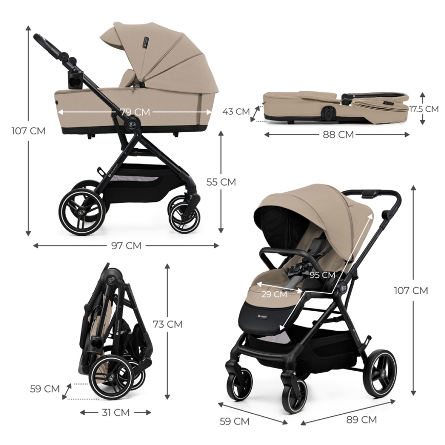 KINDERKRAFT SELECT - Cochecito combinado 2en1 YOXI Sand beige