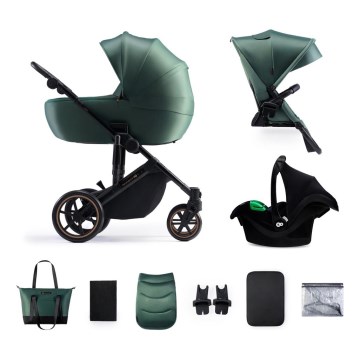 KINDERKRAFT SELECT - Cochecito combinado 3en1 PRIME 2 Premium Dark verde + silla de coche