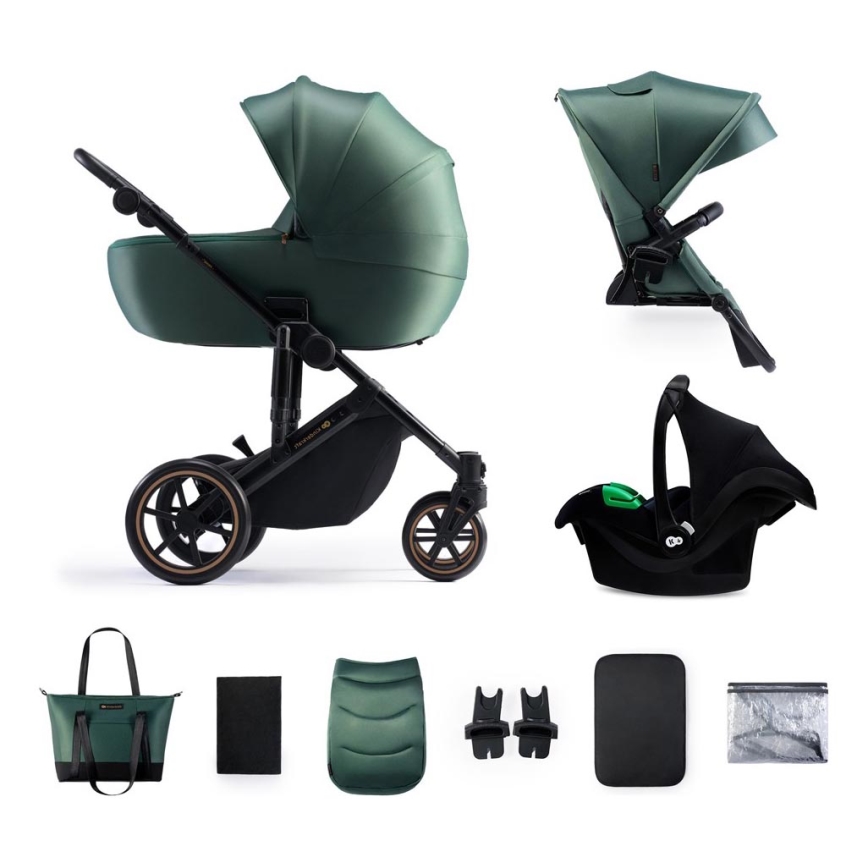 KINDERKRAFT SELECT - Cochecito combinado 3en1 PRIME 2 Premium Dark verde + silla de coche