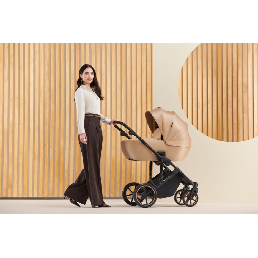 KINDERKRAFT SELECT - Cochecito combinado 3en1 PRIME 2 Premium Sandrose beige + silla de coche