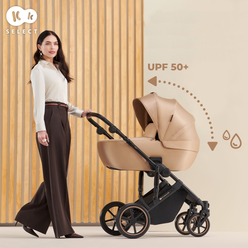 KINDERKRAFT SELECT - Cochecito combinado 3en1 PRIME 2 Premium Sandrose beige + silla de coche