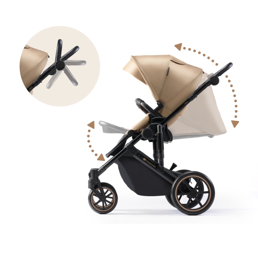 KINDERKRAFT SELECT - Cochecito combinado 3en1 PRIME 2 Premium Sandrose beige + silla de coche