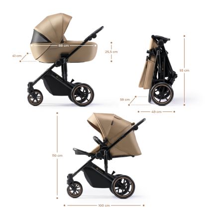 KINDERKRAFT SELECT - Cochecito combinado 3en1 PRIME 2 Premium Sandrose beige + silla de coche