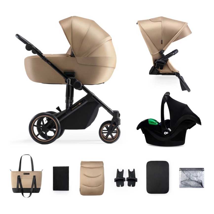 KINDERKRAFT SELECT - Cochecito combinado 3en1 PRIME 2 Premium Sandrose beige + silla de coche