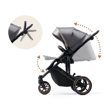 KINDERKRAFT SELECT - Cochecito combinado 3en1 PRIME 2 Premium Shadow gris + silla de coche