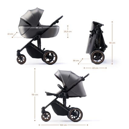 KINDERKRAFT SELECT - Cochecito combinado 3en1 PRIME 2 Premium Shadow gris + silla de coche