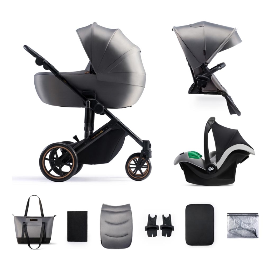 KINDERKRAFT SELECT - Cochecito combinado 3en1 PRIME 2 Premium Shadow gris + silla de coche