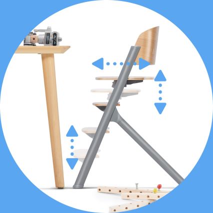 KINDERKRAFT SELECT - Silla de comedor para niños 3en1 LIVY Premium roble