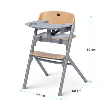 KINDERKRAFT SELECT - Silla de comedor para niños 3en1 LIVY Premium roble