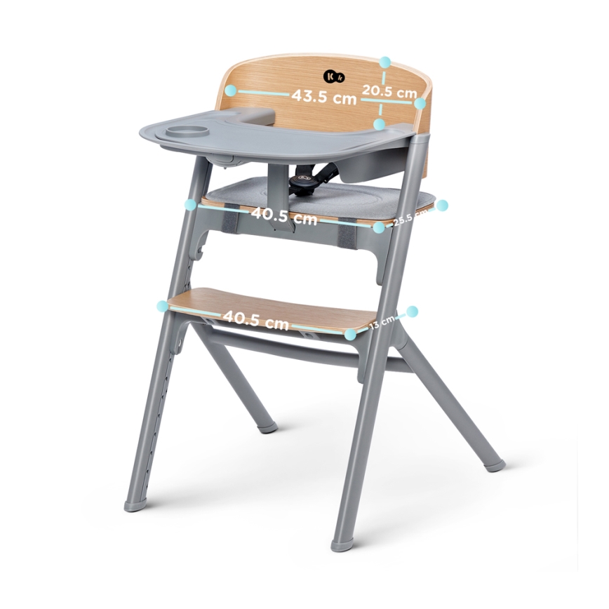 KINDERKRAFT SELECT - Silla de comedor para niños 3en1 LIVY Premium roble