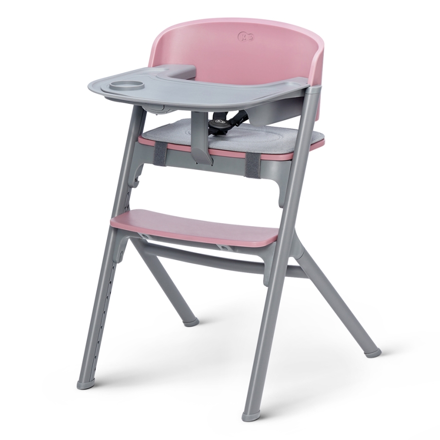 KINDERKRAFT SELECT - Silla de comedor para niños 3en1 LIVY Premium Aster rosa + tumbona CALMEE