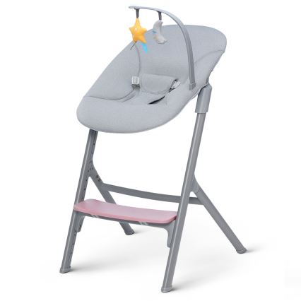 KINDERKRAFT SELECT - Silla de comedor para niños 3en1 LIVY Premium Aster rosa + tumbona CALMEE