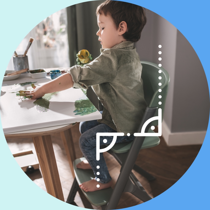 KINDERKRAFT SELECT - Silla de comedor para niños 3en1 LIVY Premium Olive Verde + tumbona CALMEE