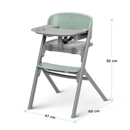 KINDERKRAFT SELECT - Silla de comedor para niños 3en1 LIVY Premium Olive Verde + tumbona CALMEE