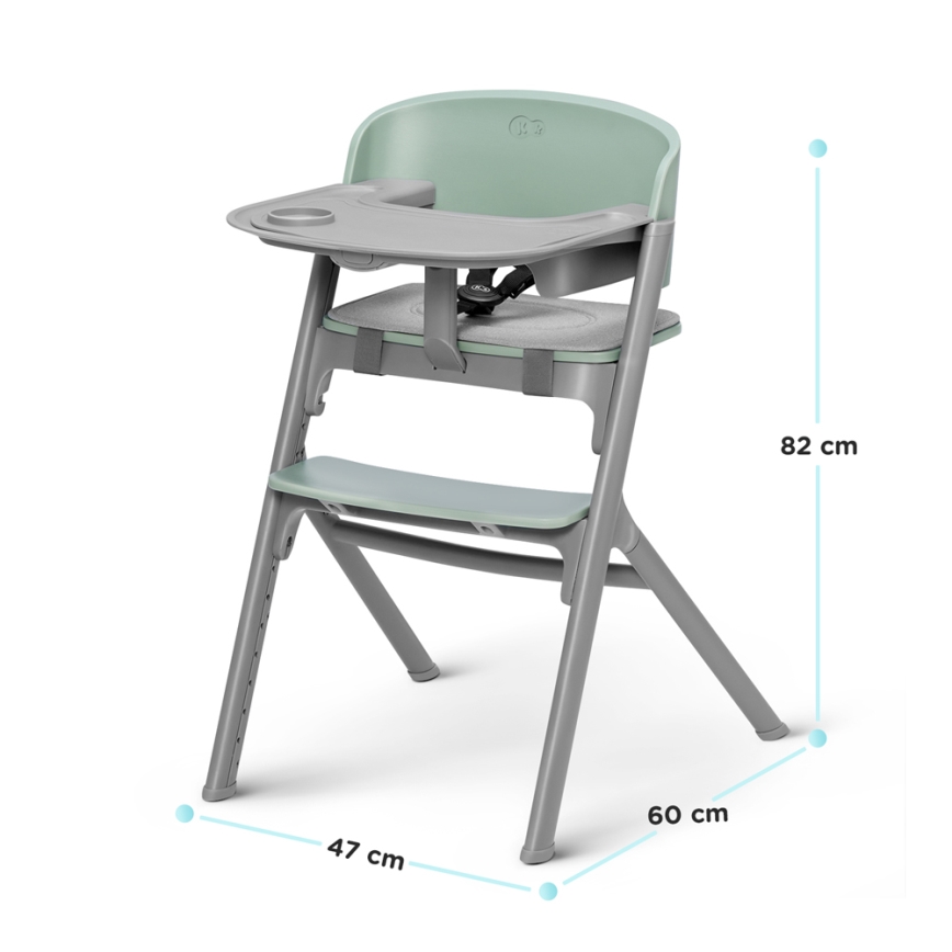 KINDERKRAFT SELECT - Silla de comedor para niños 3en1 LIVY Premium Olive Verde + tumbona CALMEE