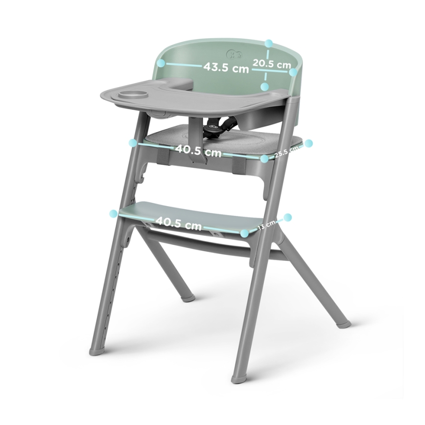 KINDERKRAFT SELECT - Silla de comedor para niños 3en1 LIVY Premium Olive Verde + tumbona CALMEE